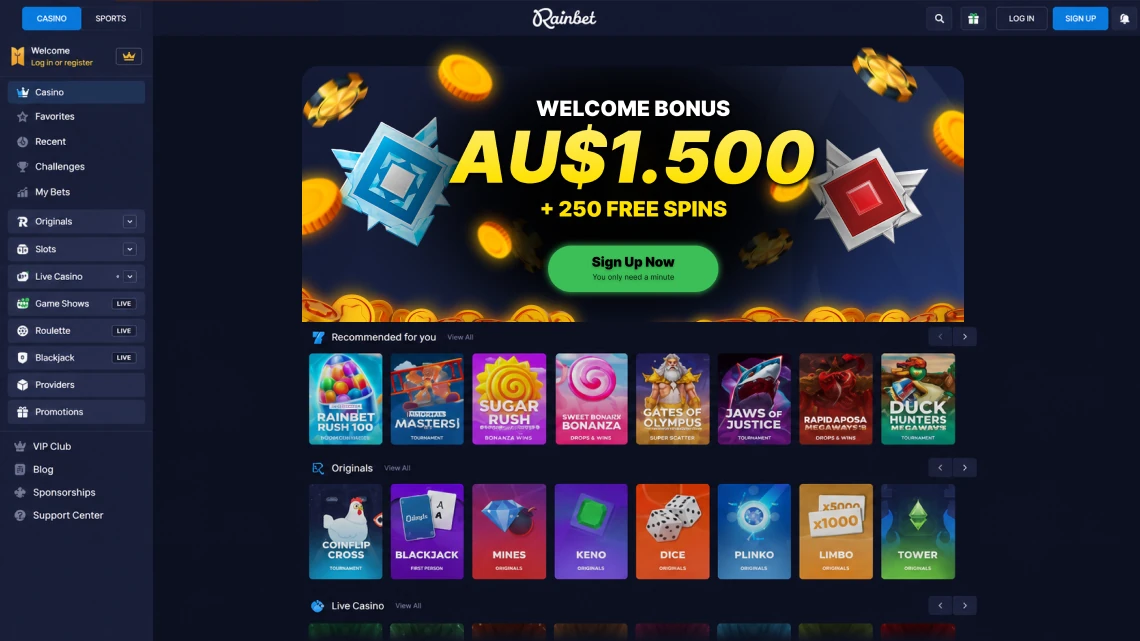 Rainbet online casino games lobby